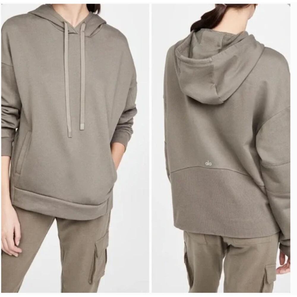ALO Yoga Brown Interval Hoodie Sweatshirt Branch Womens Small